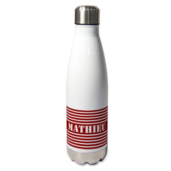 Bouteille isotherme marinière rouge inox 500 ml Couleur blanc et