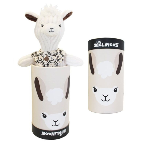 Peluche grand simply Muchachos le lama et sa boîte