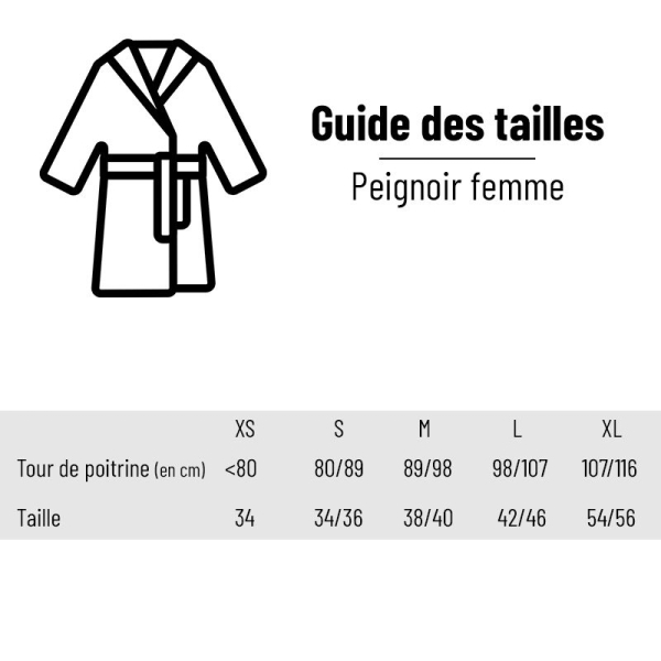 Guide des tailles - Peignoir femme