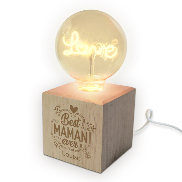 Lampe ampoule filament personnalisée Maman
