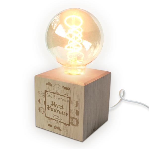 Lampe ampoule filament personnalisée merci maitresse