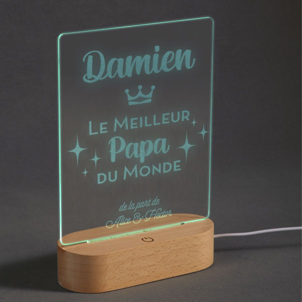 Lampe plexi turqouoise pour papa