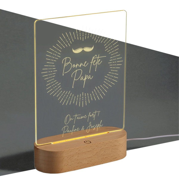 Lampe plexi personnalisée Fête des Pères