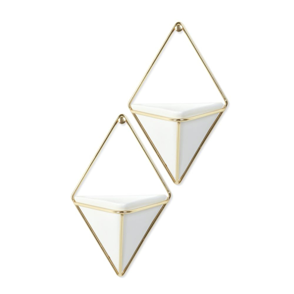 Lot de 2 vases muraux doré vide 