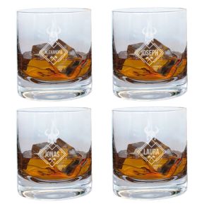 Lot de 4 verres à whisky gravés