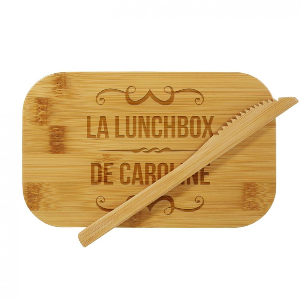 Lunch box en bambou gravée