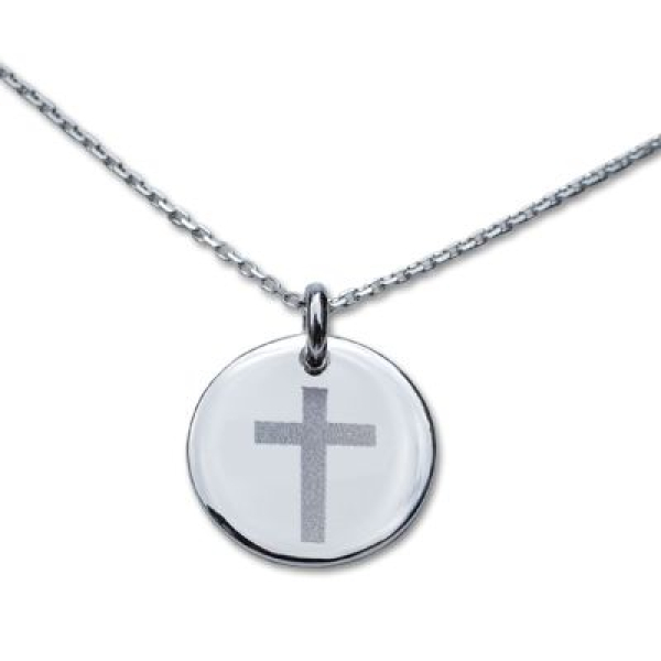 Médaille ronde avec motif croix gravée