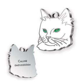 Médaille Chat Blanc gravée