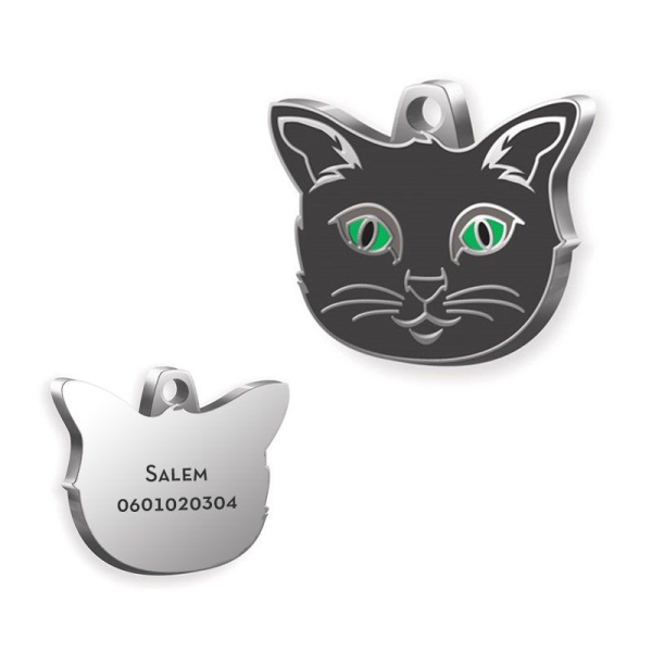 médaille chat gris gravée de son nom