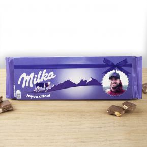Tablette Milka aux noisettes 270 gr personnalisée photo Tablette Milka aux noisettes 270 gr personnalisée photo