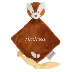 Mini doudou Boris le Panda roux personnalisé Mini doudou Boris le Panda roux personnalisé