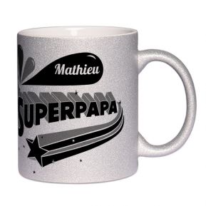 Mug à paillettes personnalisé Super Papa