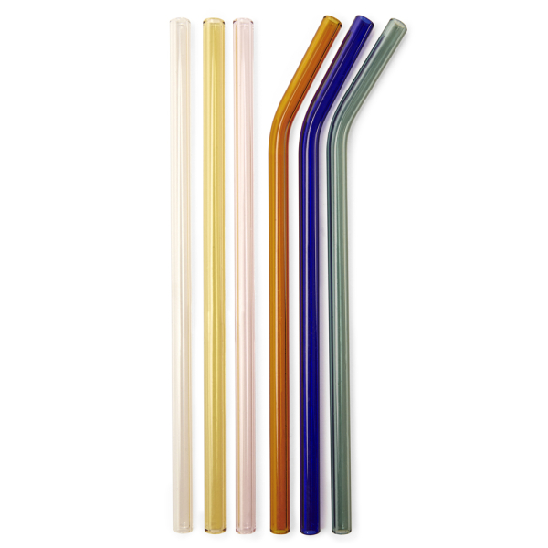 6 pailles design en verre 
