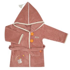 Peignoir enfant brodé Ecureuil Marsala