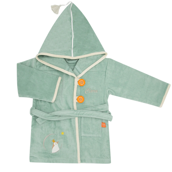 Peignoir enfant brodé Pingouin vert