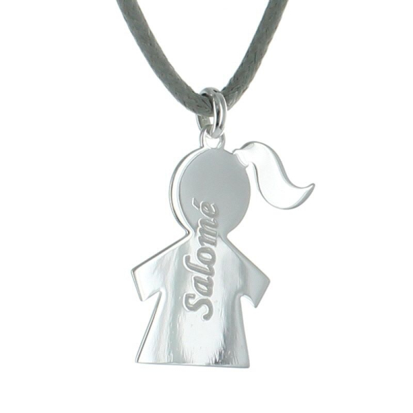 Collier chérubin fille sur cordon vert