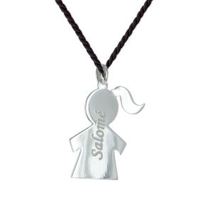 Pendentif chérubin fille gravé