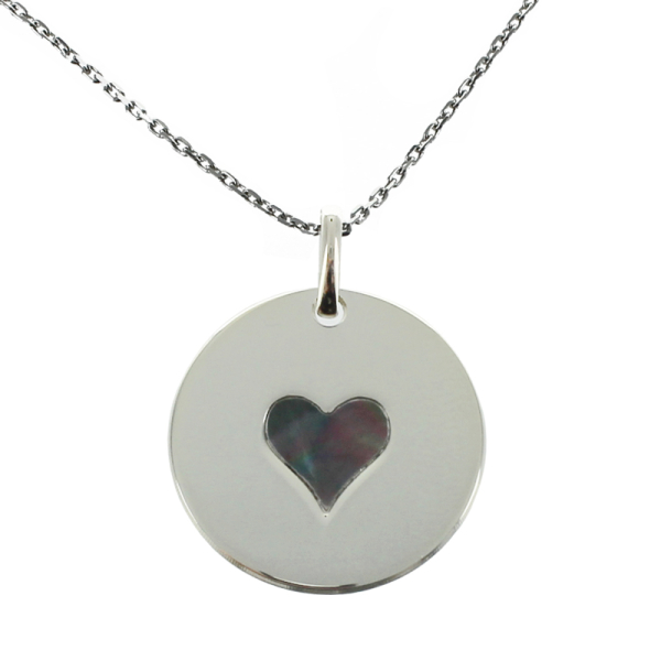 Pendentif coeur de nacre bleuté