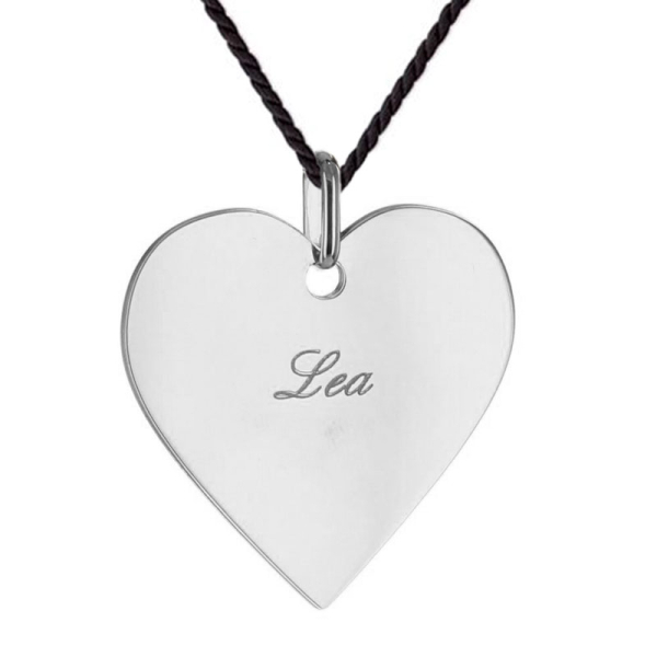 Pendentif coeur plein prénom argent massif