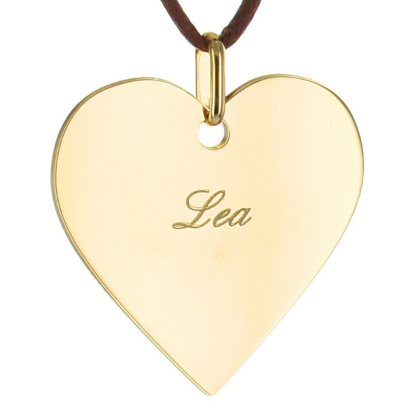 Pendentif coeur plein gravé plaqué or