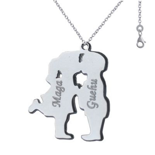 Collier deux chérubins gravés avec chaine