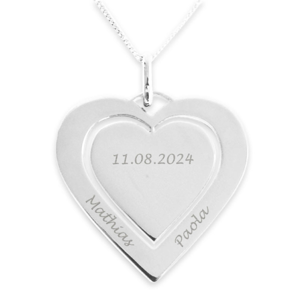 Pendentif deux coeurs message