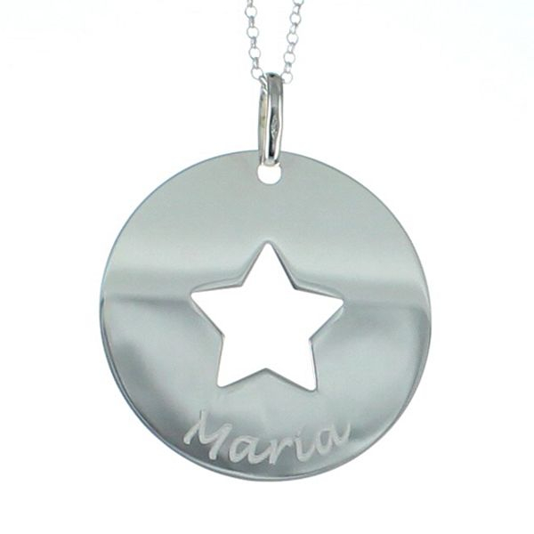 Pendentif jeton ajouré étoile en argent