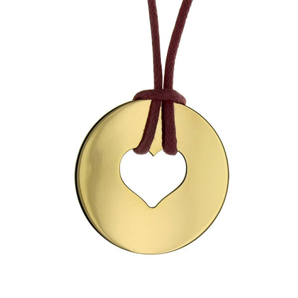 Pendentif grand jeton coeur plaqué or