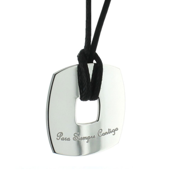 Pendentif jeton carré gravé