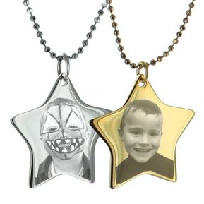 Pendentif photo étoile gravé Pendentif photo étoile gravé