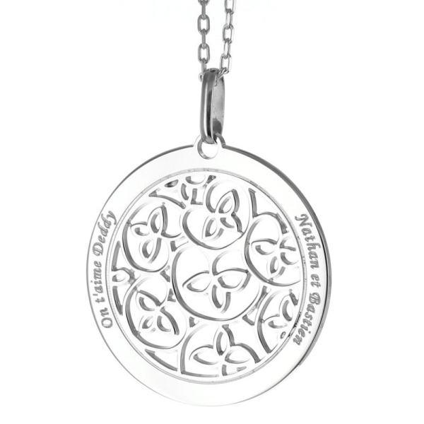Pendentif rond avec motif floraux
