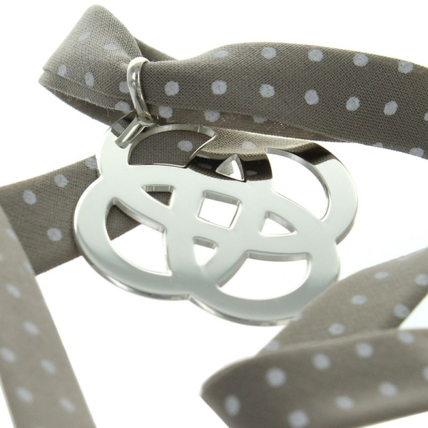 Pendentif rosace et ruban liberty