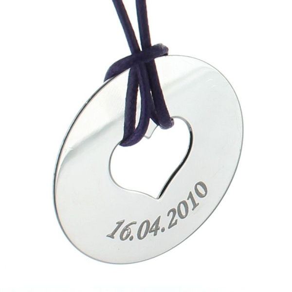 Pendentif jeton ajouré coeur en argent