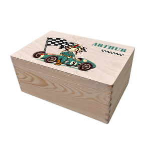 Personoitu puumuistoboxi pikku kilpa-ajaja Personoitu puumuistoboxi pikku kilpa-ajaja