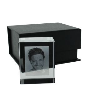 Petit bloc rectangulaire en verre gravé photo