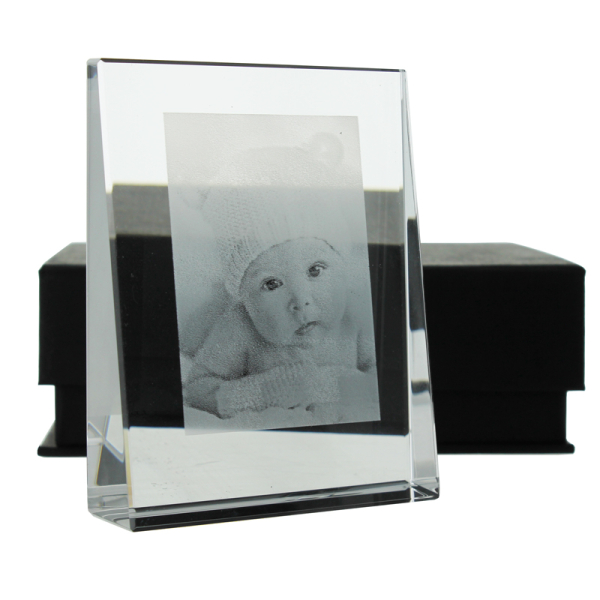 Photo gravée sur prisme en verre