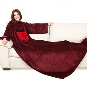 Plaid à manches Deluxe bordeaux personnalisé Plaid à manches Deluxe bordeaux personnalisé