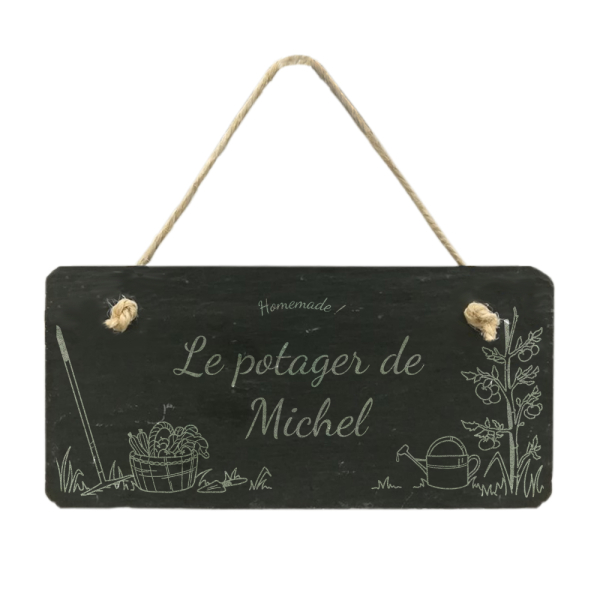 PLaque de porte en ardoise Jardin potager