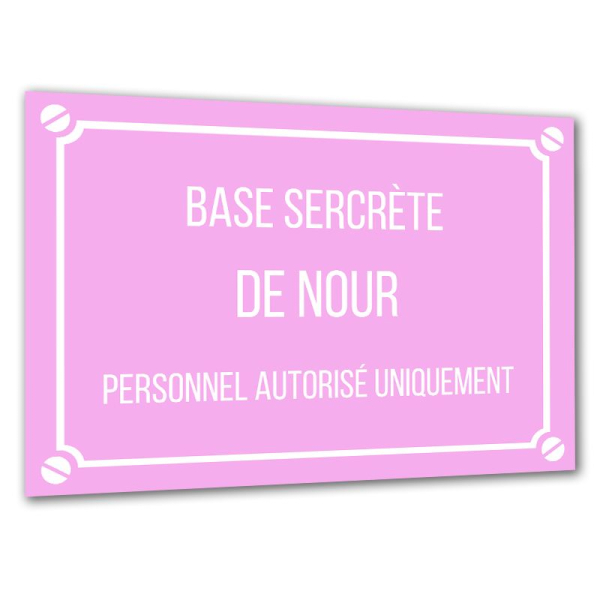 Plaque de rue personnalisée rose