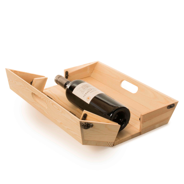Plateau convertible en caisse à vin