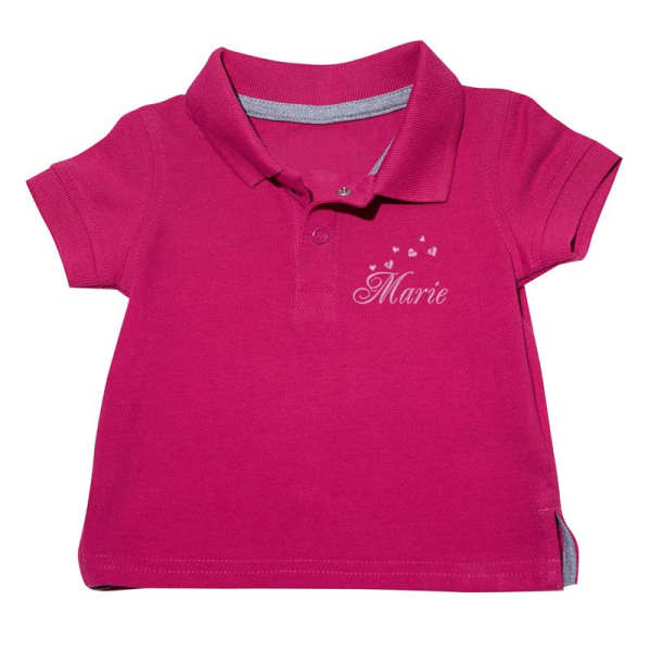 Polo bébé fuschia brodé 