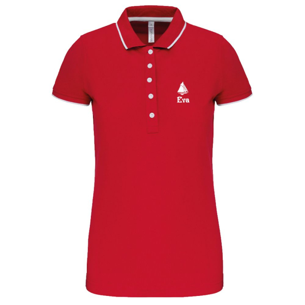 Polo femme rouge - brodé voile