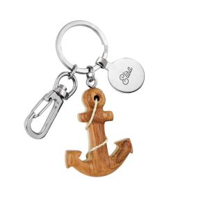 Porte-clés ancre en bois gravé Porte-clés ancre en bois gravé