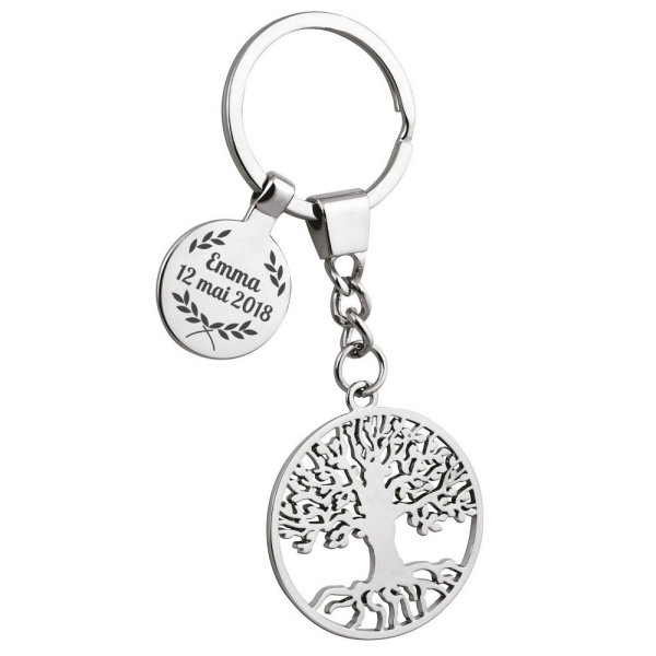 Porte-clés arbre de vie gravé