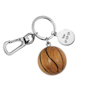 Porte-clés basket en bois gravé