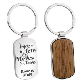 Porte-clés Fête des mères personnalisé bois et métal