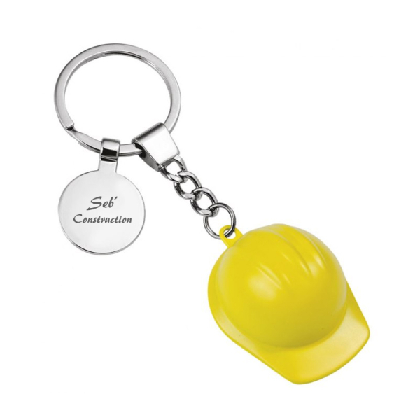 Porte-clés casque de chantier jaune