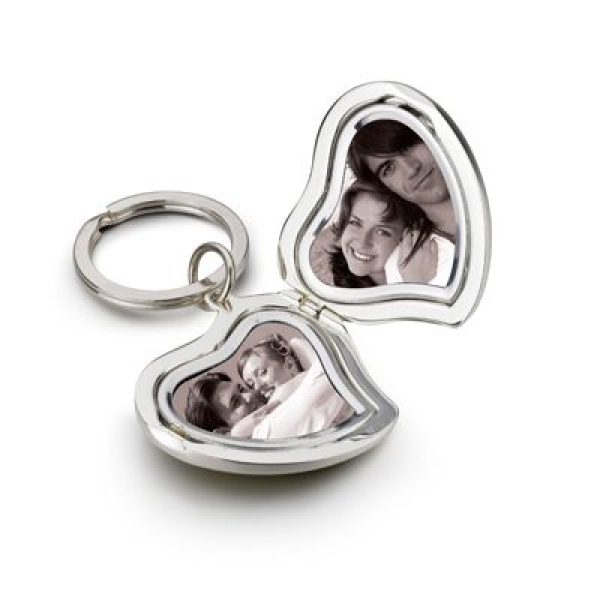Porte clés coeur double photo gravé