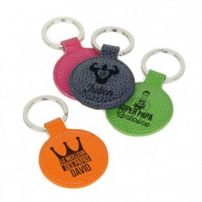Porte-clés cuir rond gravé fête des pères Porte-clés cuir rond gravé fête des pères