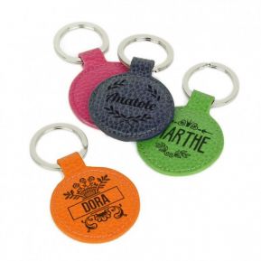 Porte-clés cuir rond gravé prénom Porte-clés cuir rond gravé prénom
